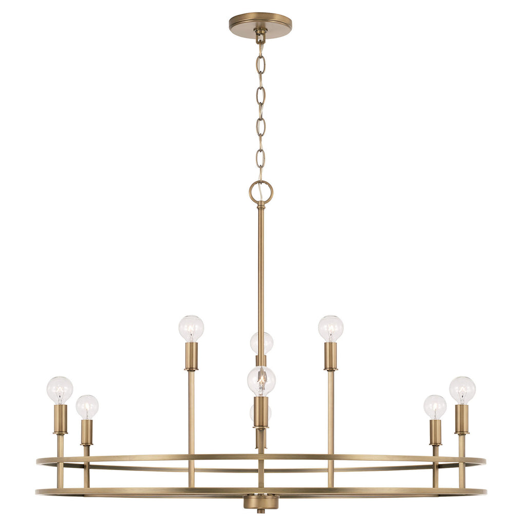 Fuller 9-Light Chandelier - Aged Brass