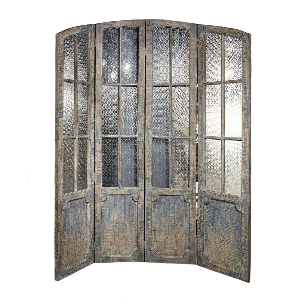 Distressed Blue Arched Screen