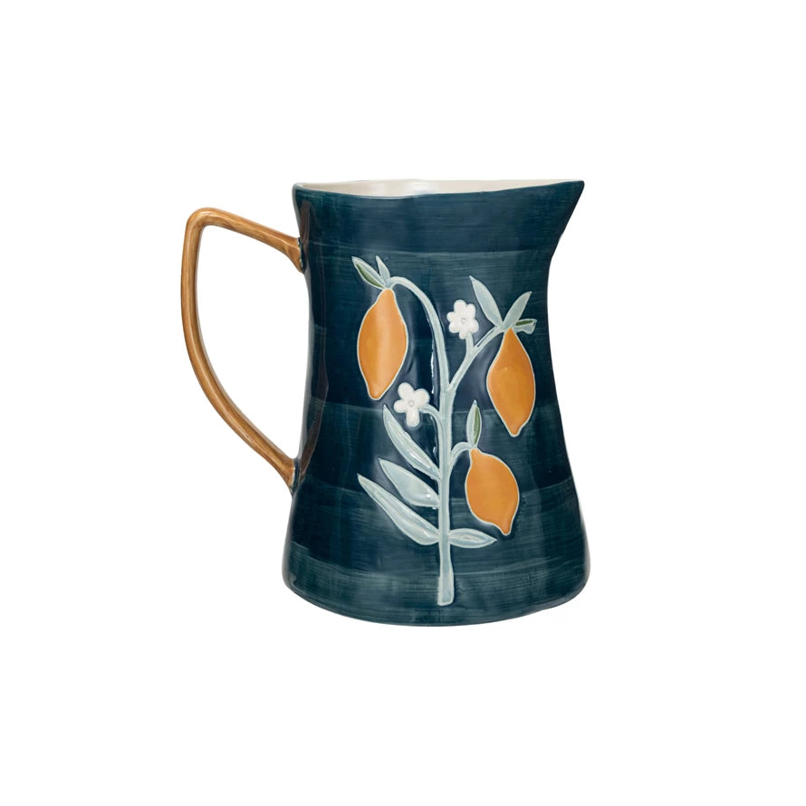 Hand Painted Stoneware Pitcher