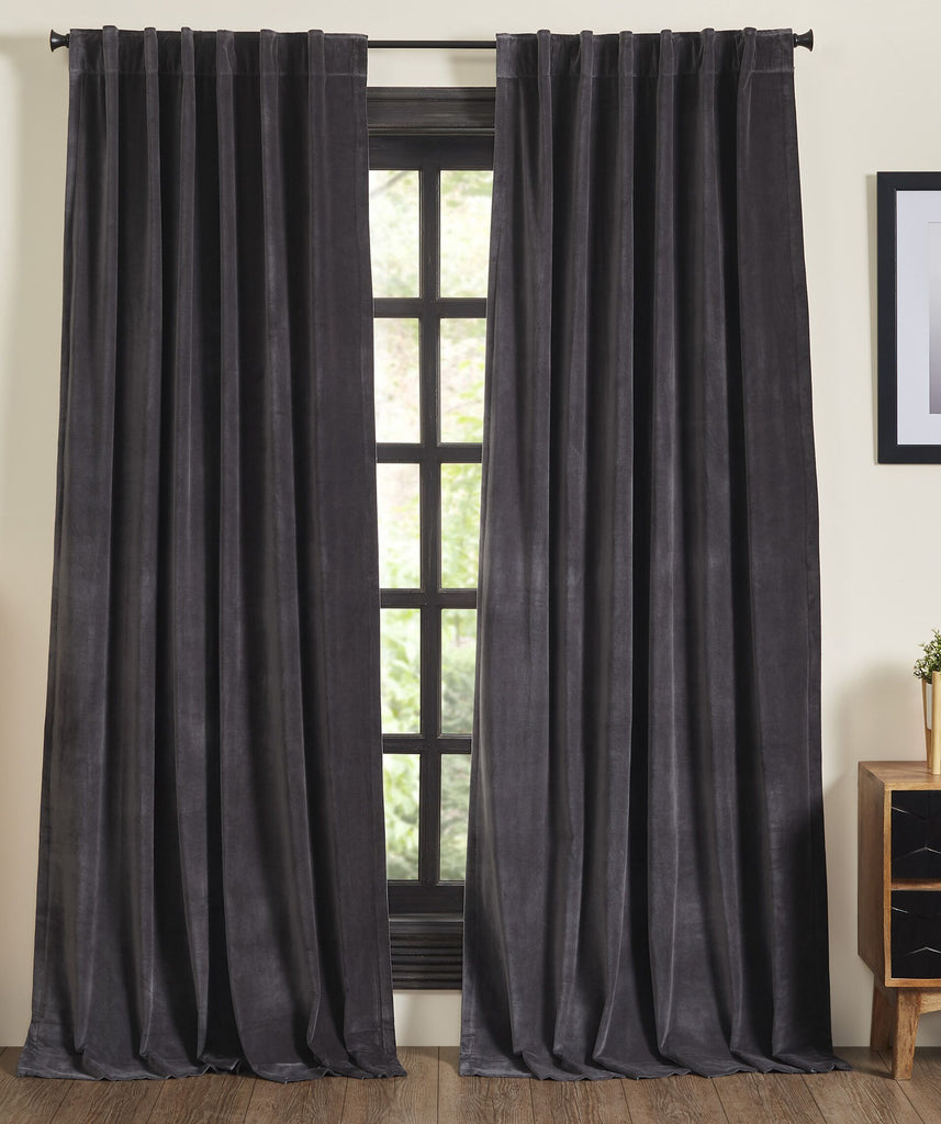 Stella Velvet Drapery Panel - Charcoal