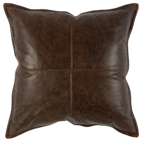 22x22 Cocoa Brown Leather Pillow