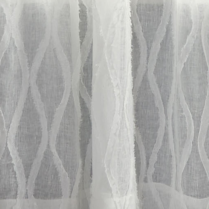 White Linen Fraying Drapery Panel