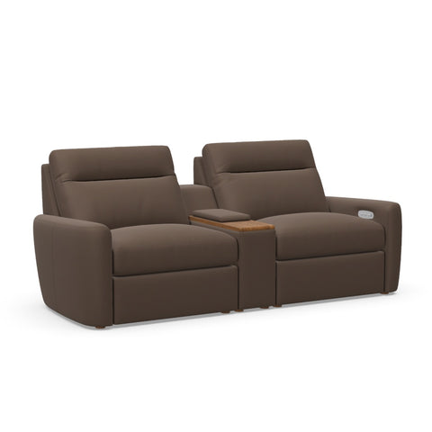Keystone Leather Motion 2-Seat Sofa With Console