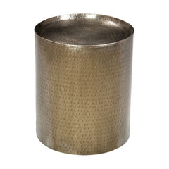 Harper Drum End Table - Antique Brass