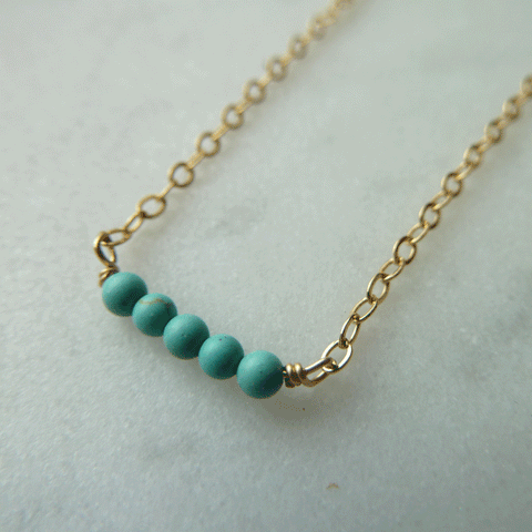 Gold Chain Necklace with Turquoise